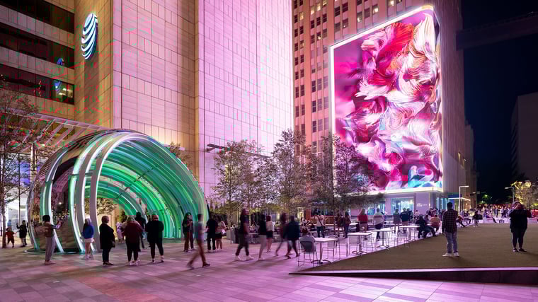 Large LED Wall at the AT&T Discovery District.