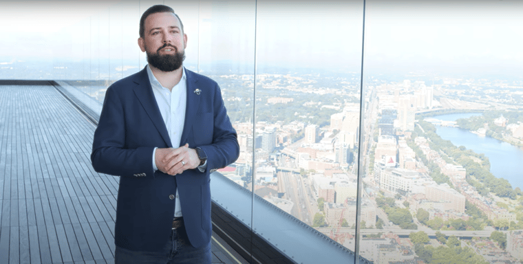 Sean McChesney talking on camera at View Boston.