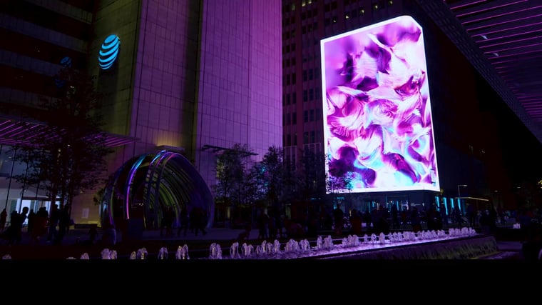 AT&T Discovery District's large video wall. 